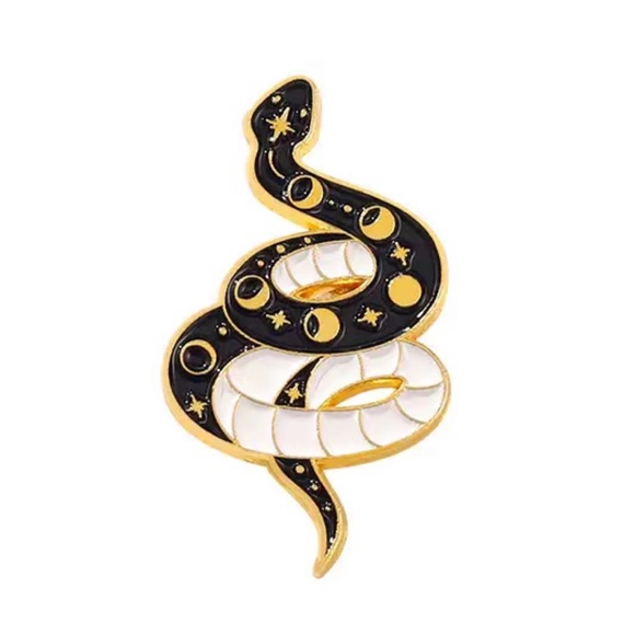 Moon Phase Snake Enamel Pin - Picture 2 of 2